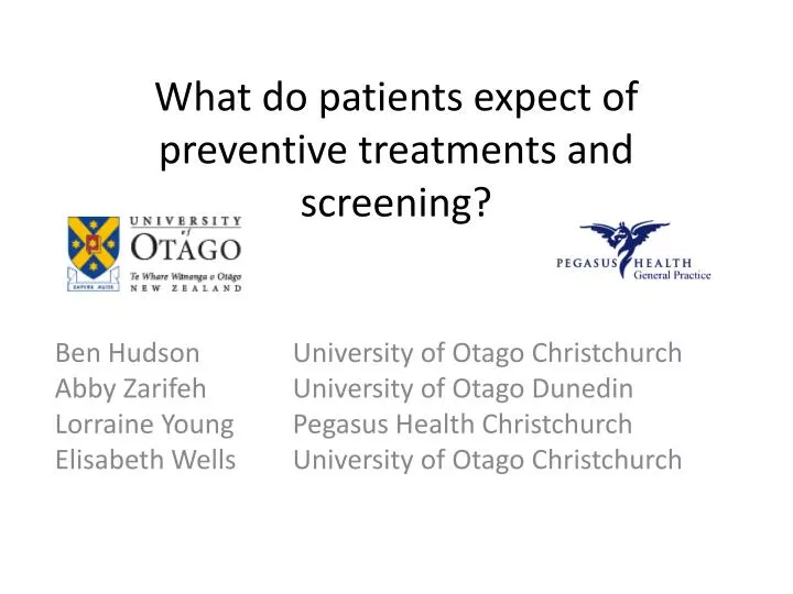 what do patients expect of preventive treatments and screening