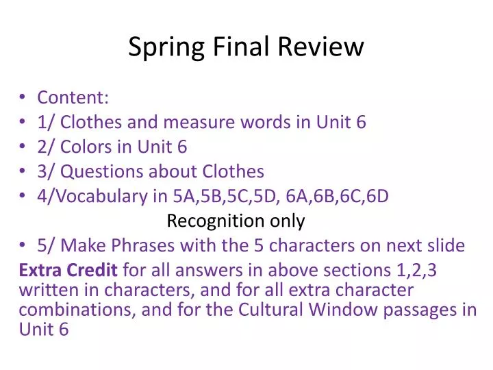 spring final review
