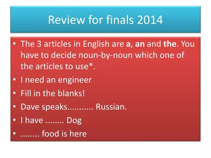 review for finals 2014