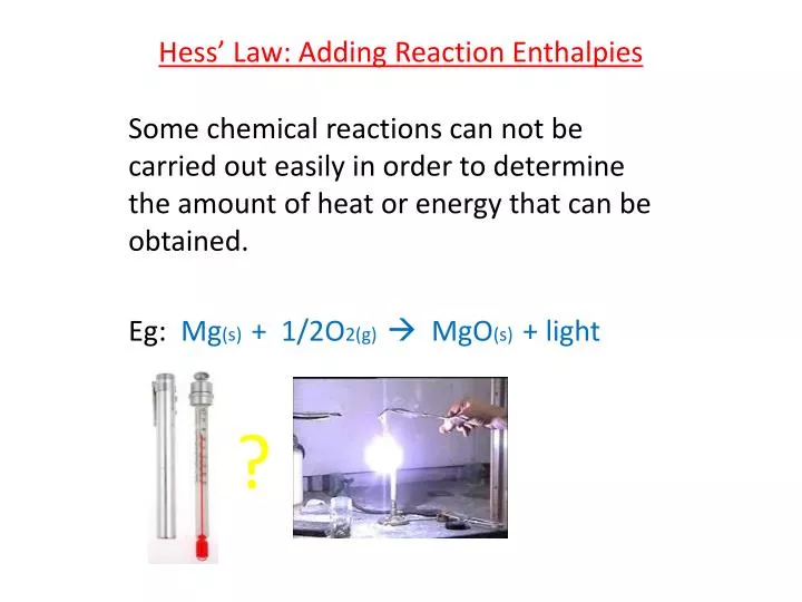 hess law adding reaction enthalpies