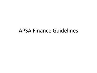 APSA Finance Guidelines