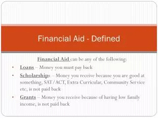Financial Aid - Defined