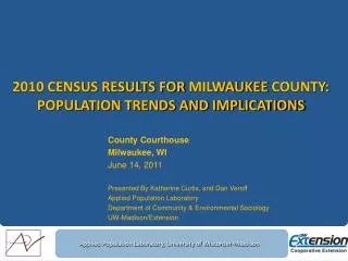 2010 Census Results for milwaukee county: population trends and implications