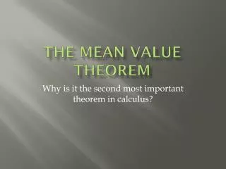 The Mean Value Theorem