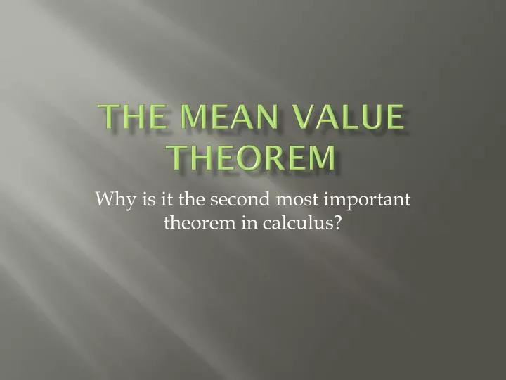 the mean value theorem