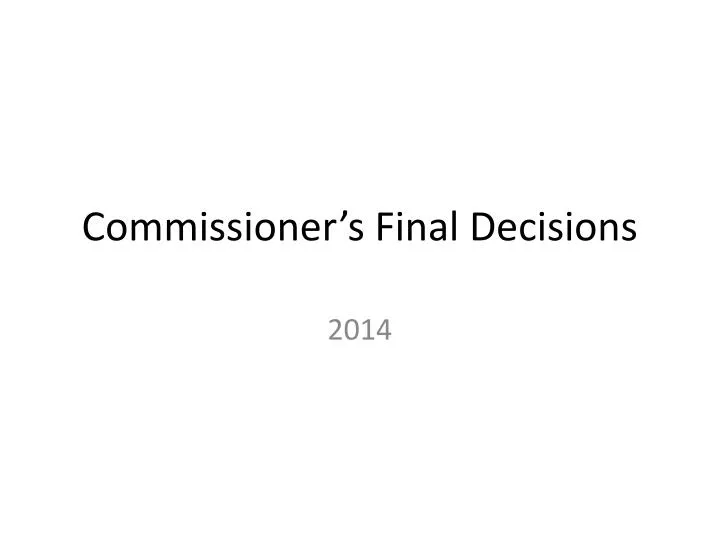 commissioner s final decisions