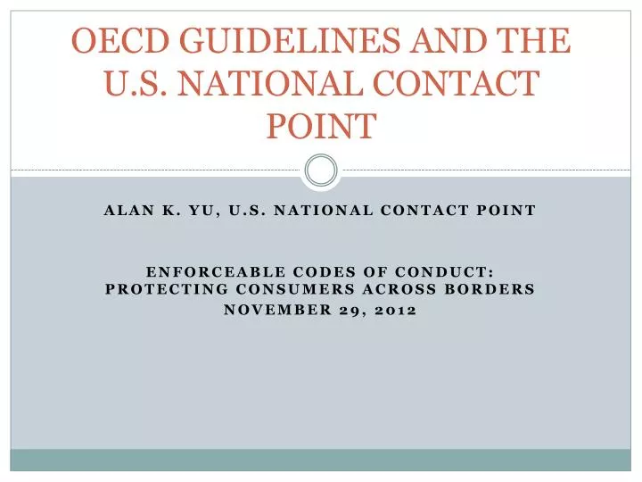 oecd guidelines and the u s national contact point