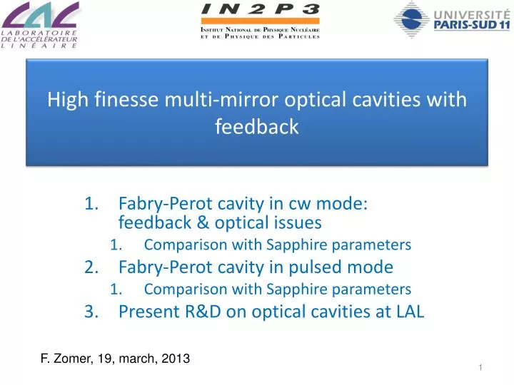 high finesse multi mirror optical cavities with feedback