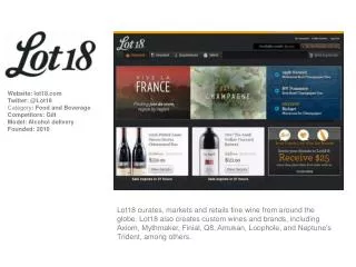 Website : lot18 Twitter : @Lot18 Category : Food and Beverage Competitors: Gilt