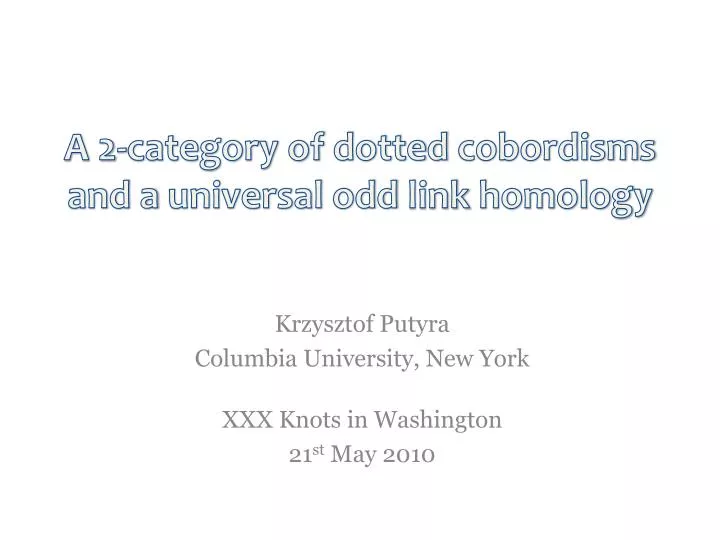 a 2 category of dotted cobordisms and a universal odd link homology