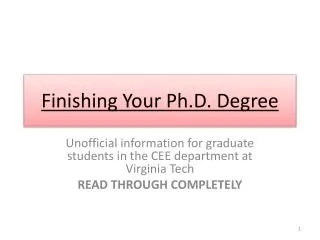 Finishing Your Ph.D. Degree
