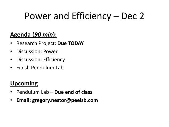 power and efficiency dec 2