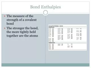 Bond Enthalpies