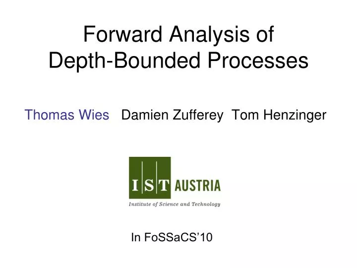 forward analysis of depth bounded processes
