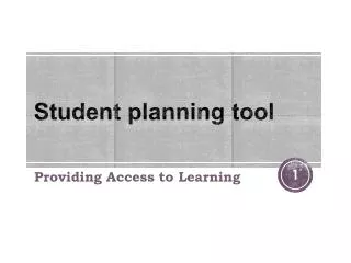 Student planning tool