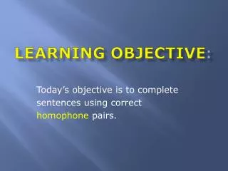Learning objective :