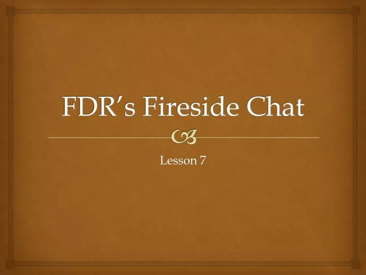 fdr s fireside chat