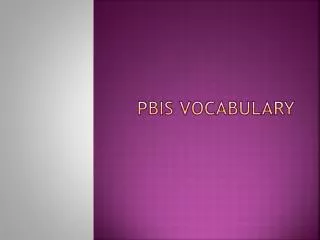 PBIS Vocabulary