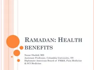 Ramadan: Health benefits