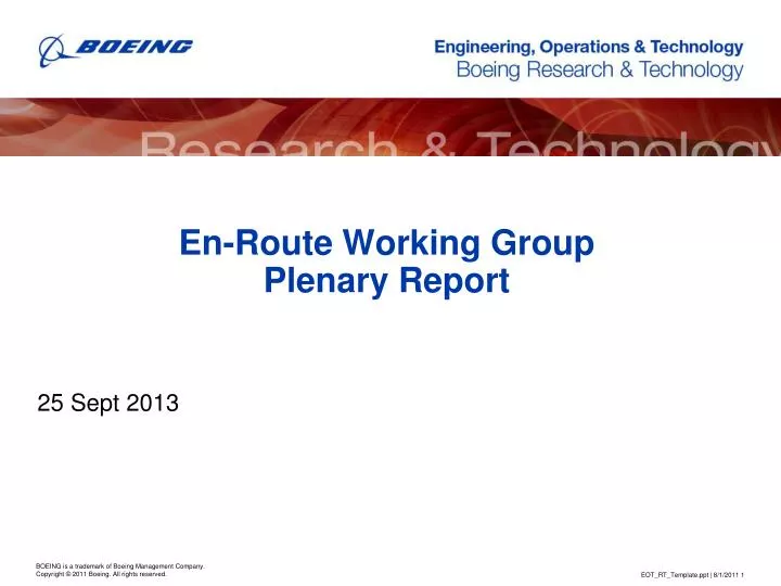 en route working group plenary report