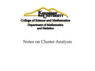 Notes on Cluster Analysis
