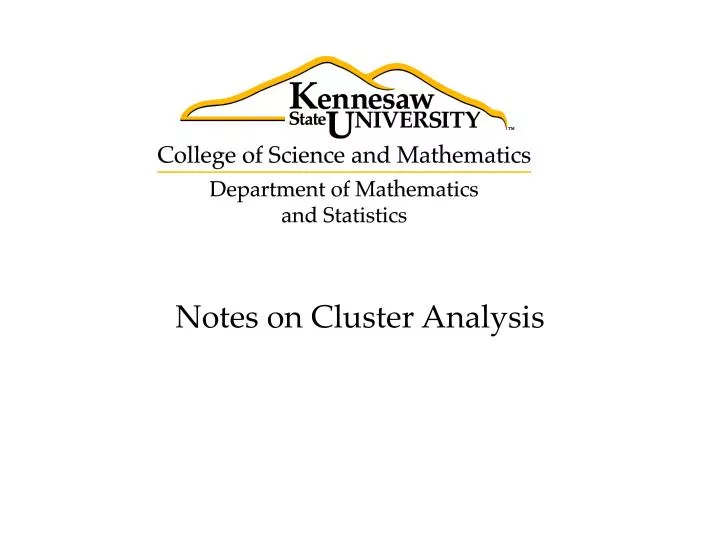 notes on cluster analysis