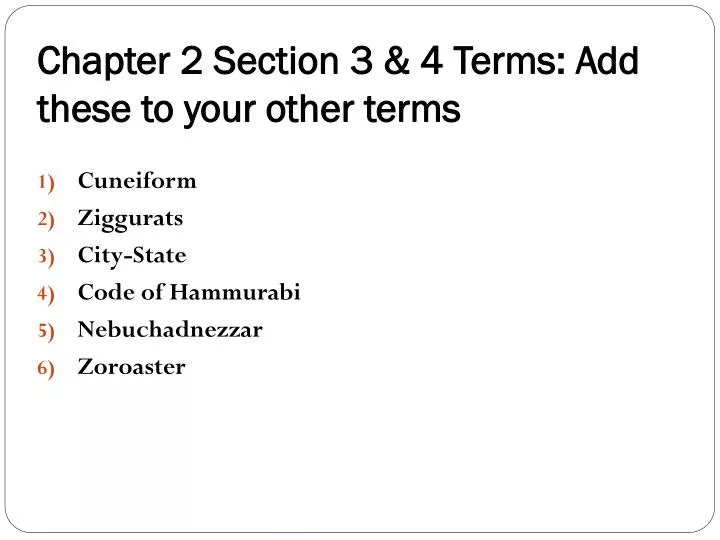 chapter 2 section 3 4 terms add these to your other terms