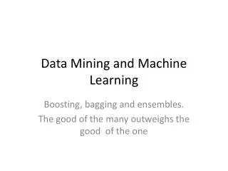 Data Mining and Machine Learning