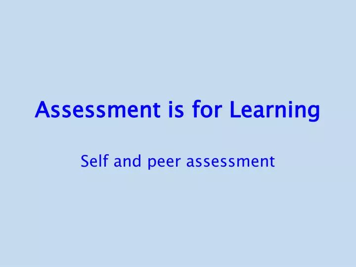 assessment is for learning