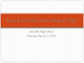 Dual Enrollment Informational Night