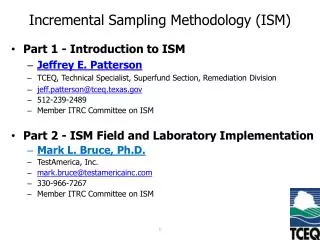 Incremental Sampling Methodology (ISM)