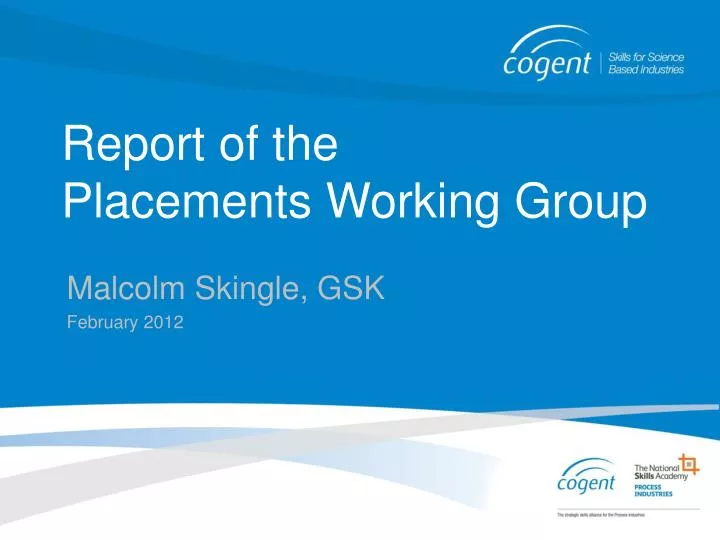 report of the placements working group