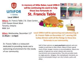 St. Francis Table