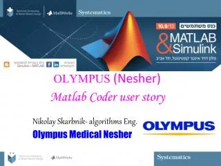 OLYMPUS (Nesher) Matlab Coder user story