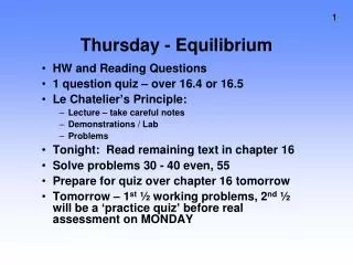 Thursday - Equilibrium