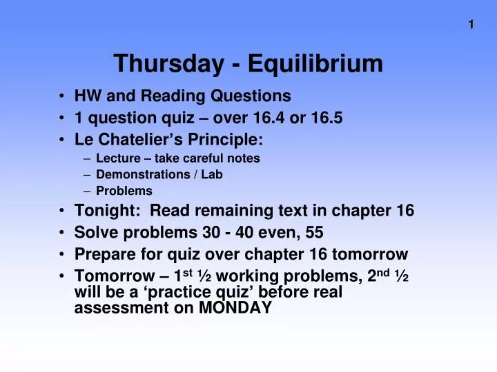 thursday equilibrium