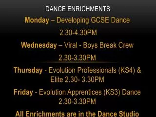 Dance Enrichments