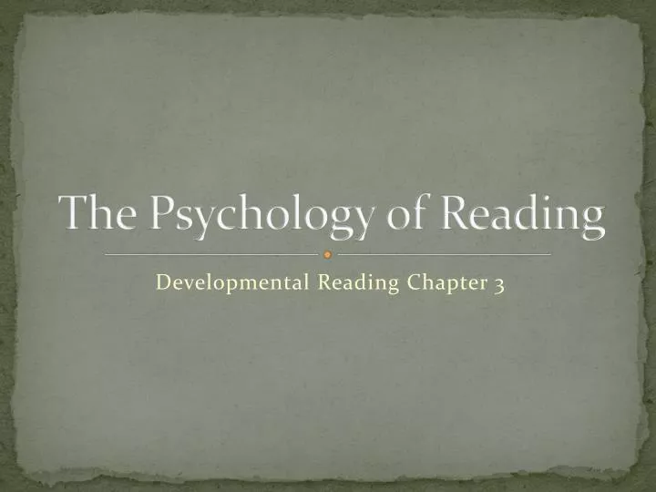 the psychology of reading