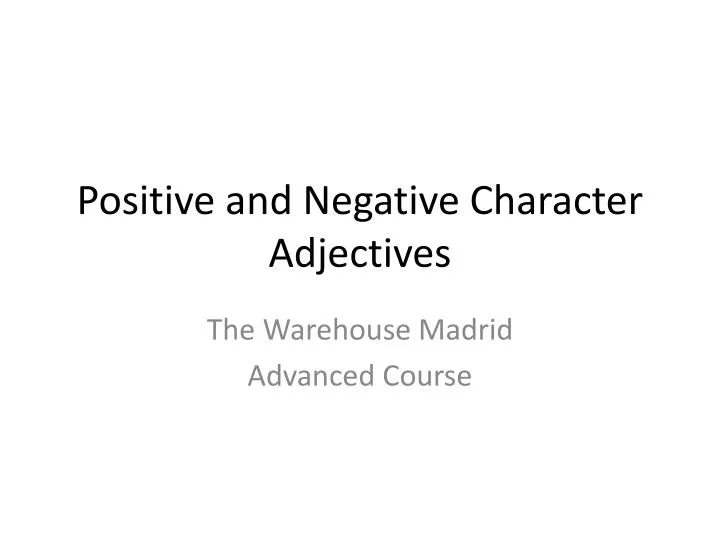 positive and negative character adjectives