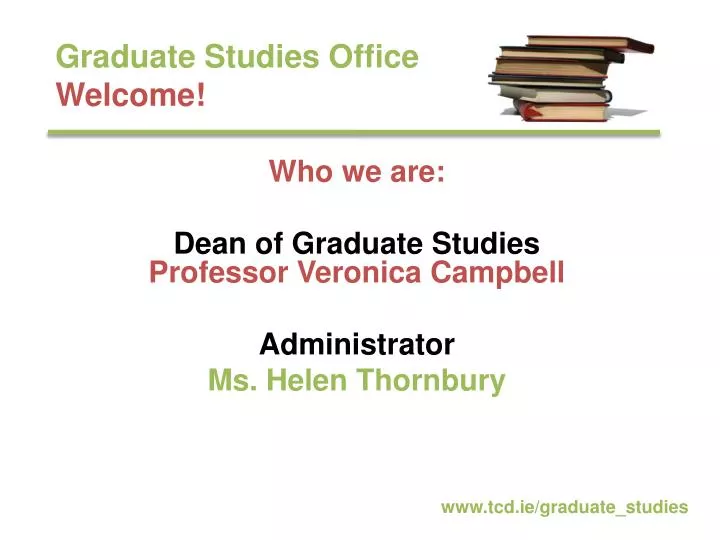 graduate studies office welcome
