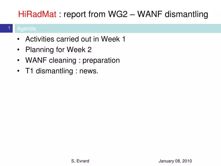 hiradmat report from wg2 wanf dismantling