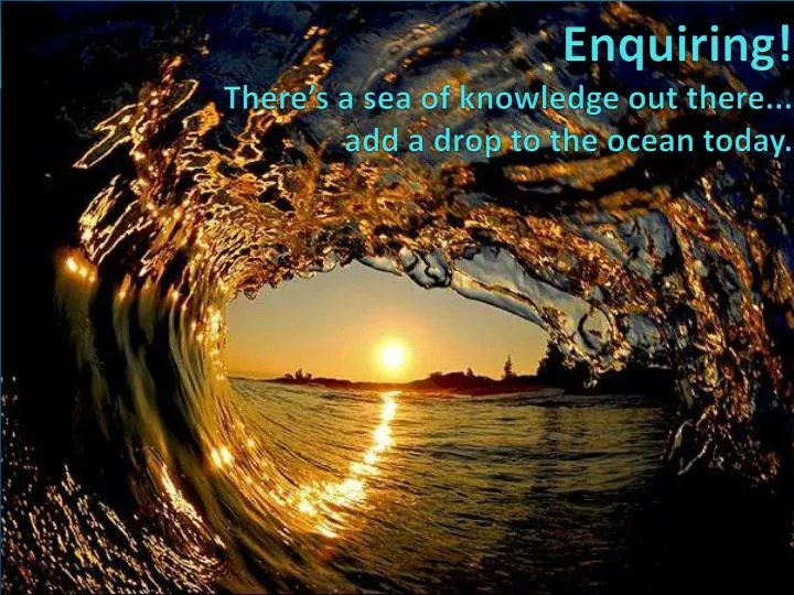 enquiring there s a sea of knowledge out there add a drop to the ocean today