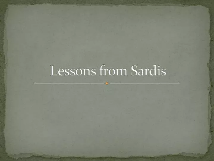 lessons from sardis