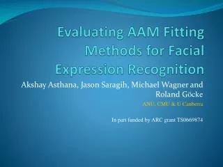 Evaluating AAM Fitting Methods for Facial Expression Recognition