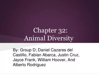 Chapter 32: Animal Diversity