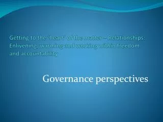 Governance perspectives