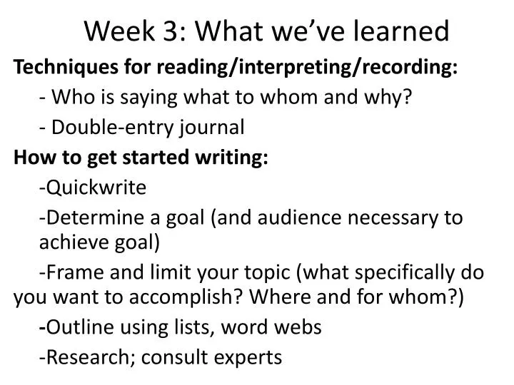 week 3 what we ve learned
