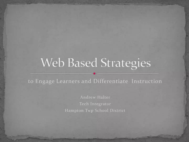 web based strategies