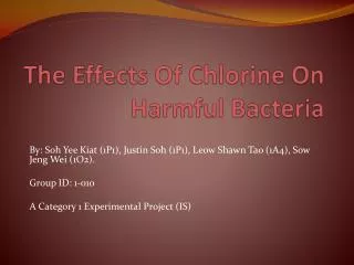 The Effects Of Chlorine On Harmful Bacteria