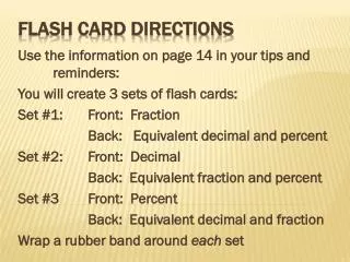 Flash Card Directions